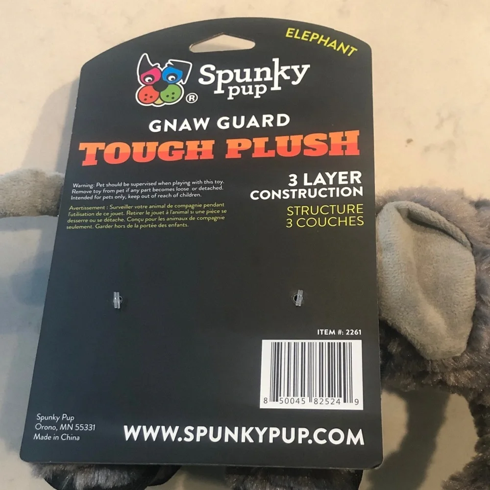 Spunky Pup Gray Elephant Dog Toy